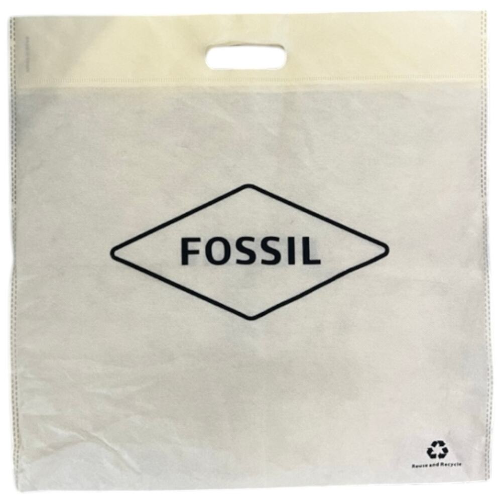 Fossil Reusable Shopping Tote Bag Cream Eco Friendly Carry Bag